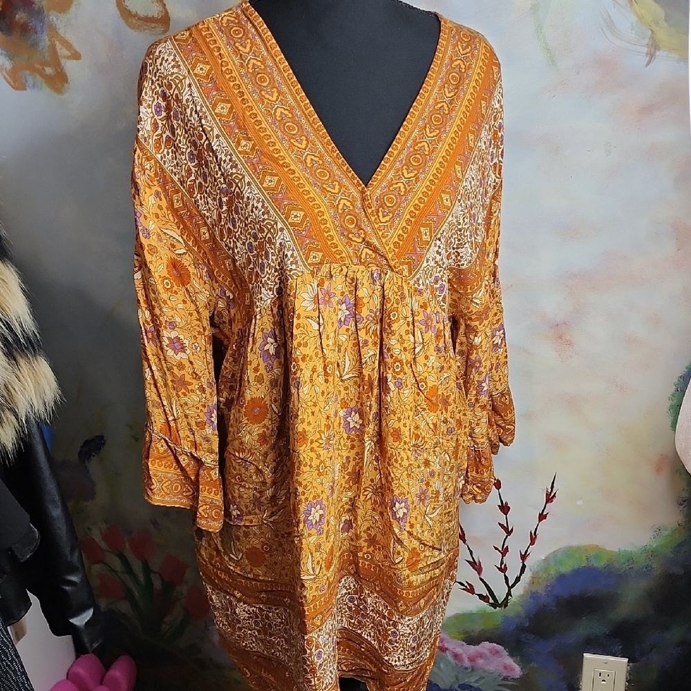 Bohemian Orange Patterned Dress